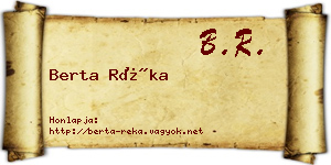 Berta Réka névjegykártya
